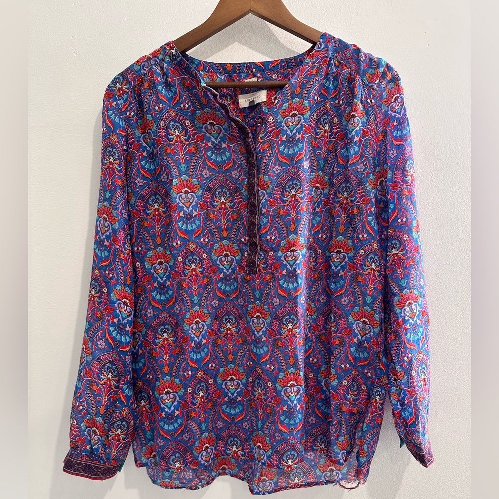 LOFT The Softened Shirt Lightweight Bright Floral Blouse Size‎ M